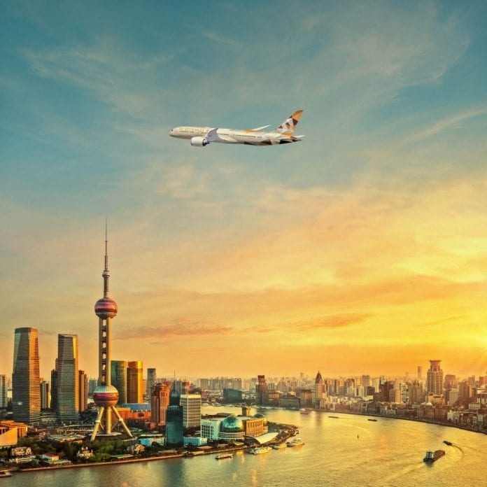 阿提哈德航空波音787-9梦幻客机执飞阿布扎比—上海航线